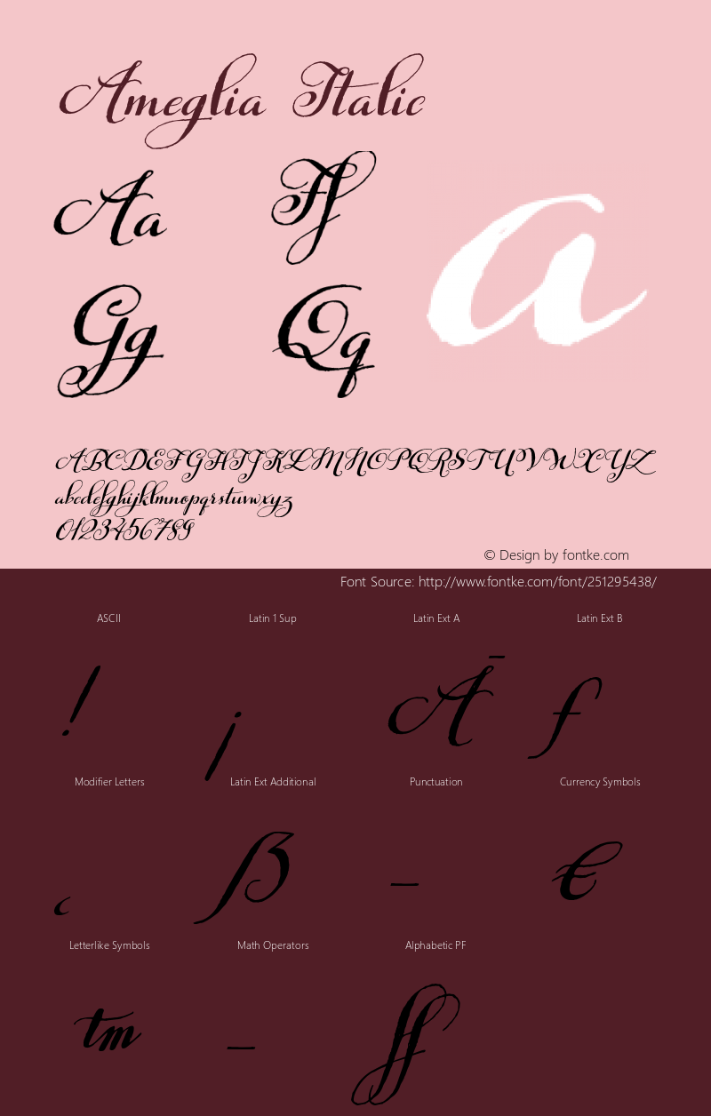 Ameglia-Italic Version 1.000 2013 initial release图片样张