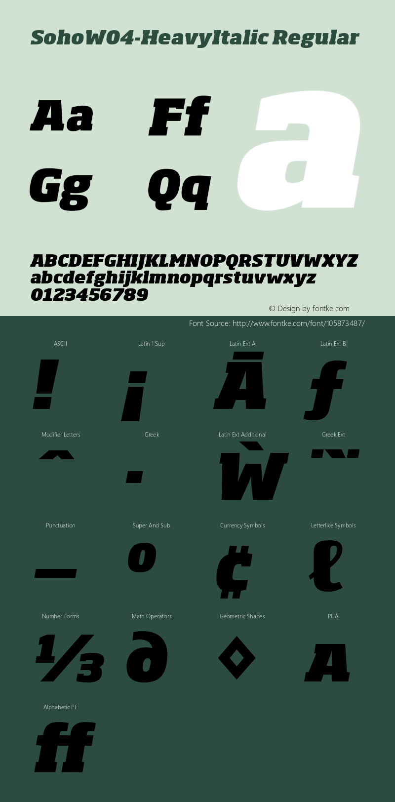 Soho W04 Heavy Italic Version 1.00 Font Sample