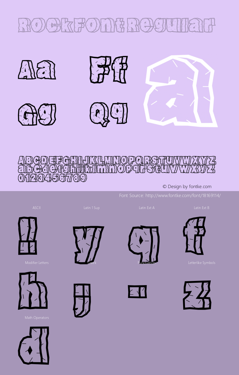 RockFont Regular Macromedia Fontographer 4.1.5 11/23/01 Font Sample