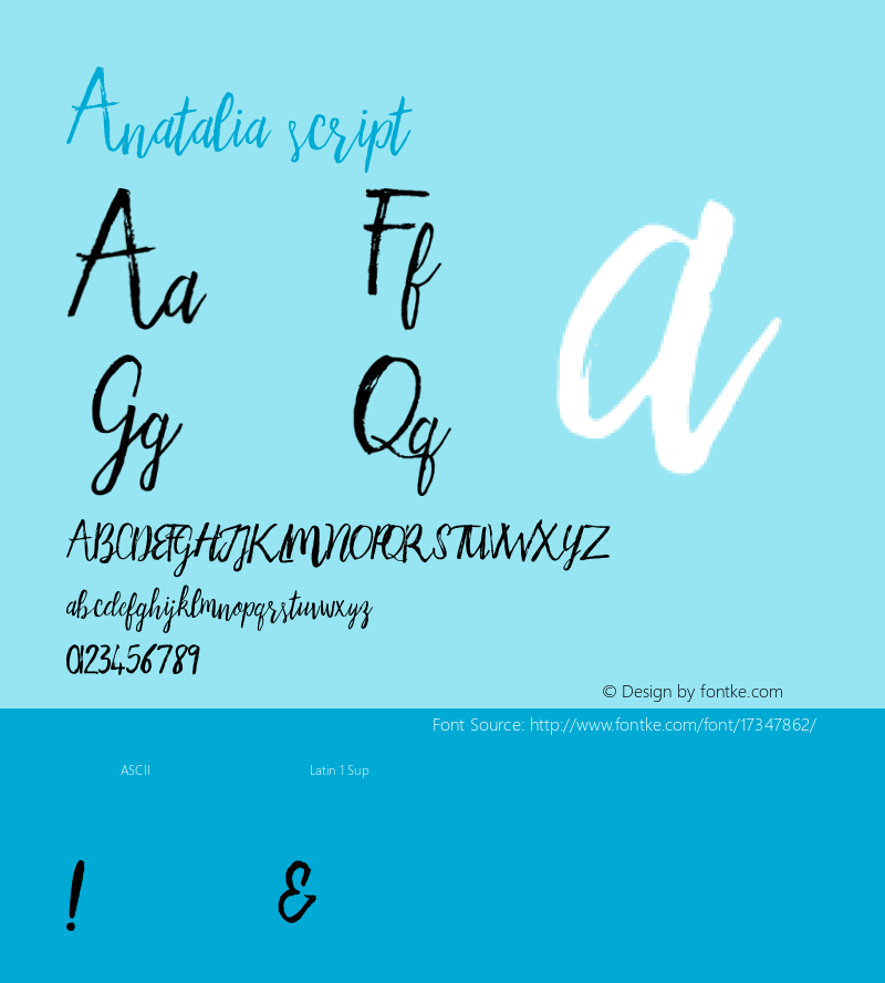 Anatalia script Version 1.000 Font Sample