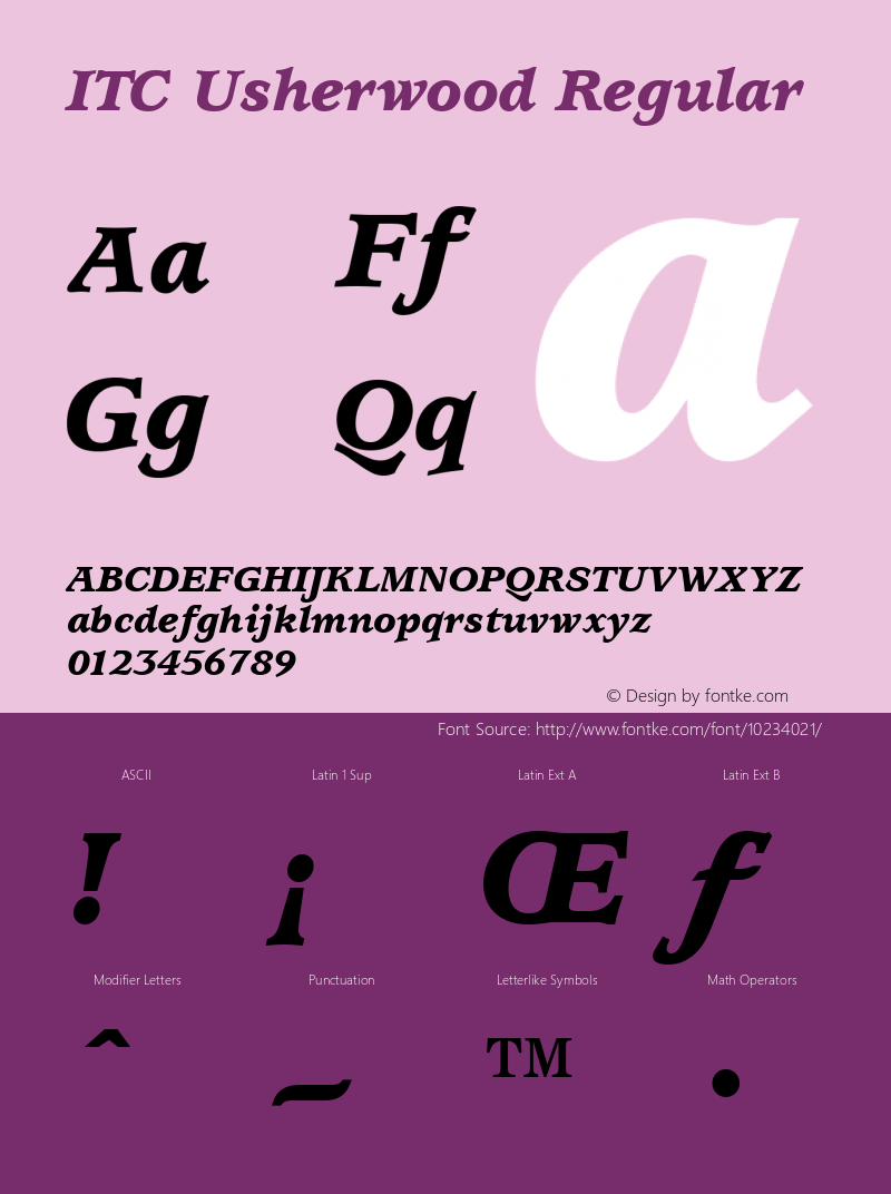 ITC Usherwood Regular 001.000 Font Sample