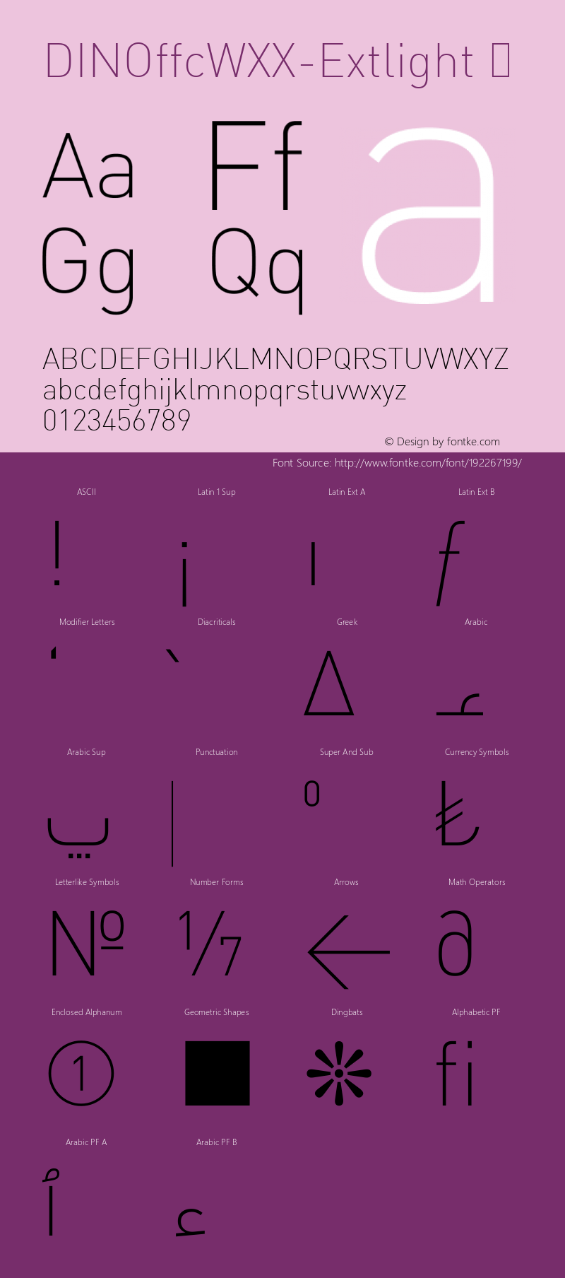 ☞DIN Offc WXX Extlight Version 7.504;com.myfonts.easy.fontfont.ff-din-arabic.exlight.wfkit2.version.4PYW图片样张