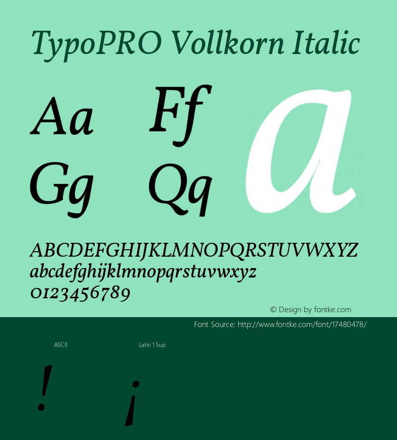 TypoPRO Vollkorn Italic Version 3.005;PS 003.005;hotconv 1.0.70;makeotf.lib2.5.58329 Font Sample