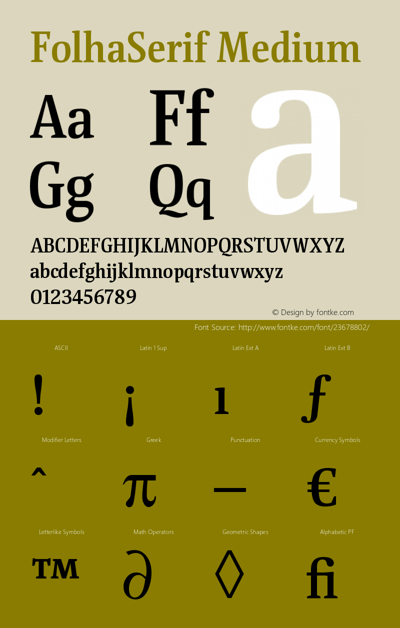 FolhaSerif-Medium Version 001.000 Font Sample