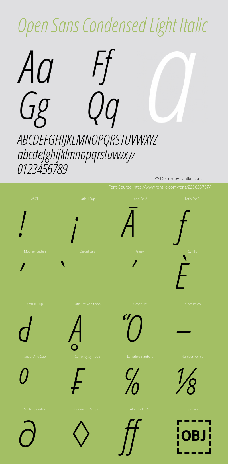 Open Sans Condensed Light Italic Version 1.10图片样张