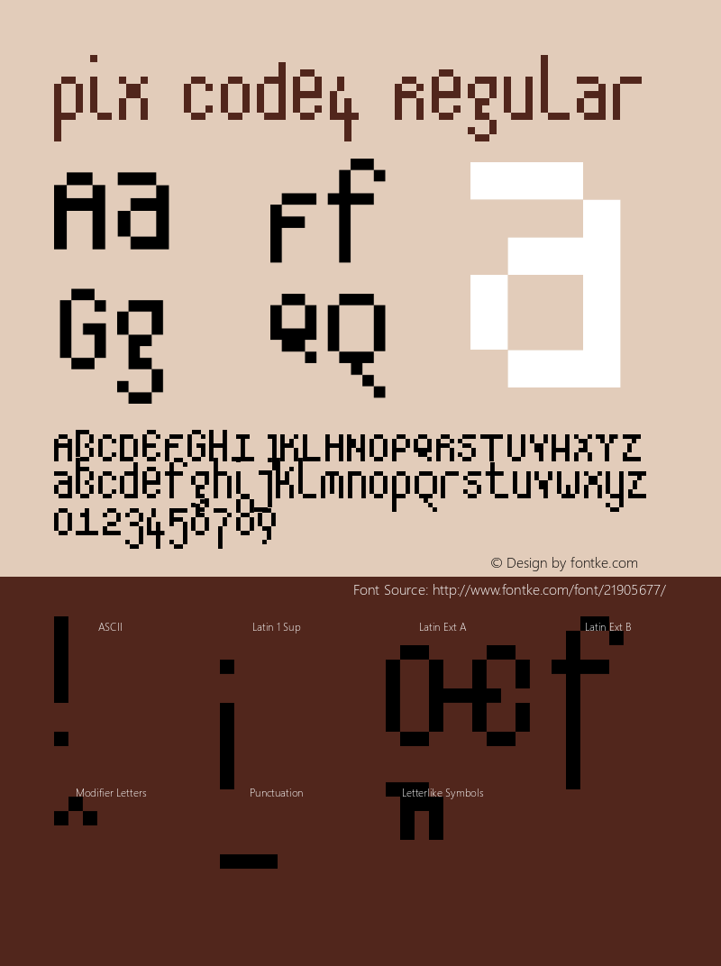 pix code4 1.00 Font Sample