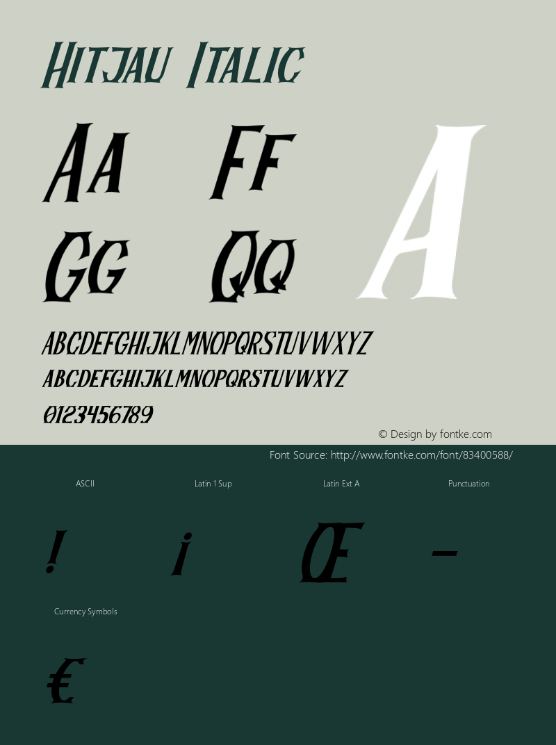 Hitjau Italic  Font Sample