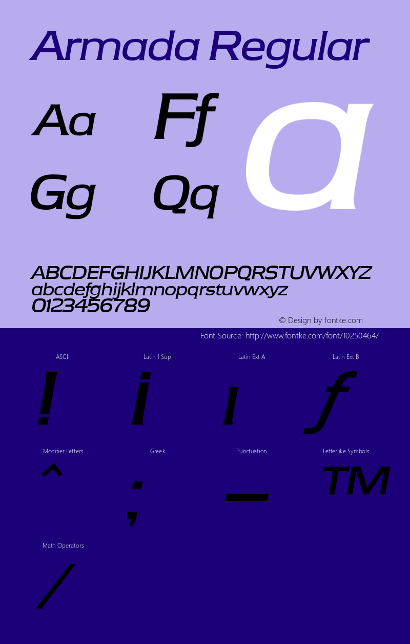 Armada Regular Version 1.00 Font Sample