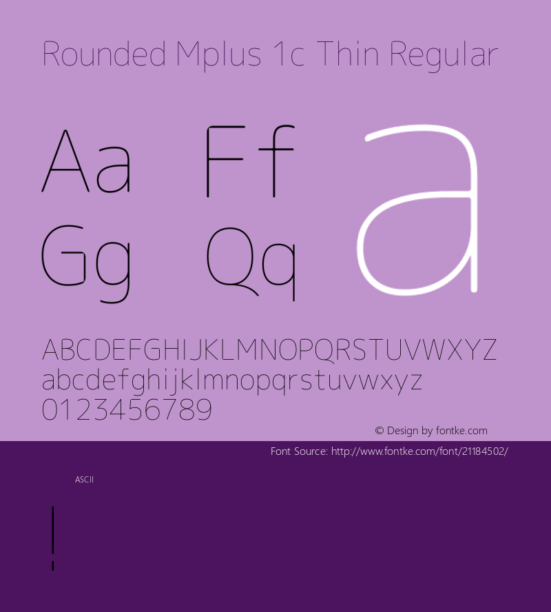 Rounded Mplus 1c Thin Regular  Font Sample