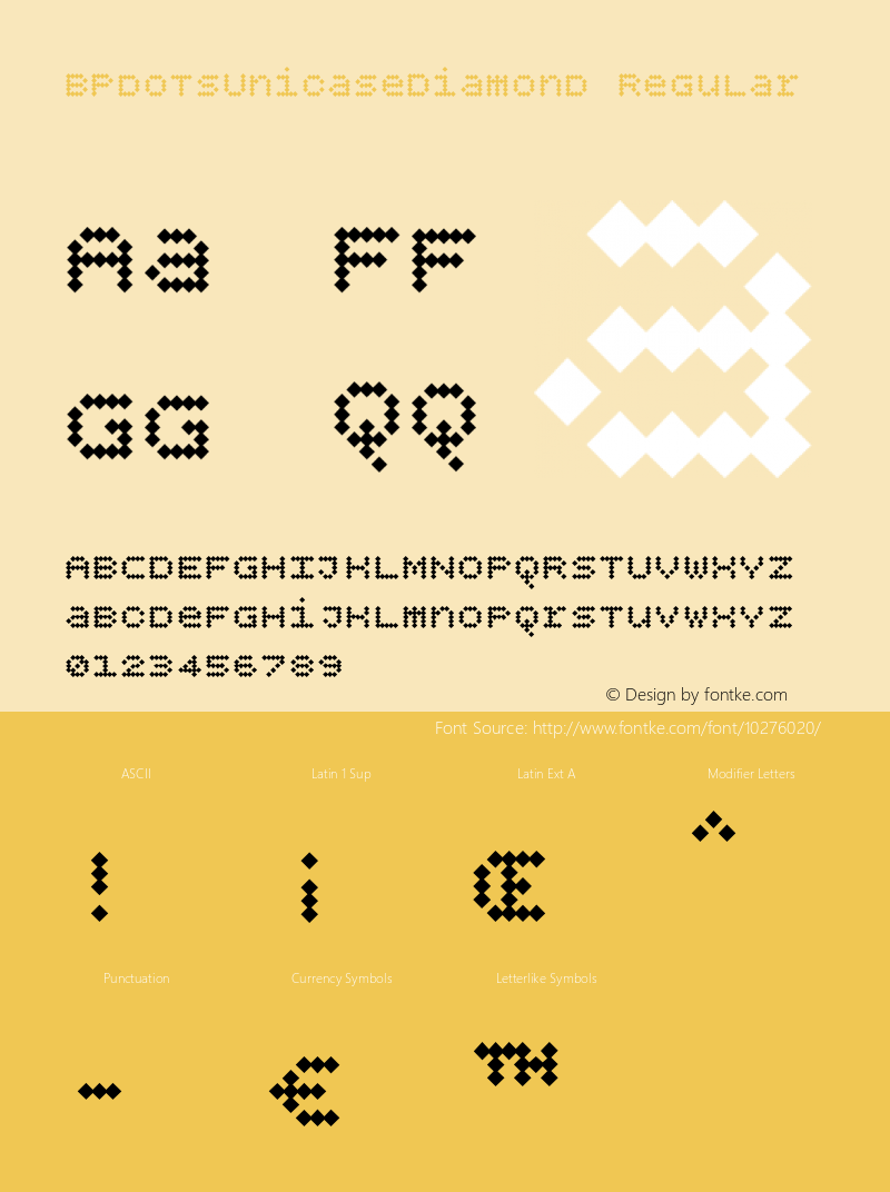 BPdotsUnicaseDiamond Regular Version 1.000 Font Sample