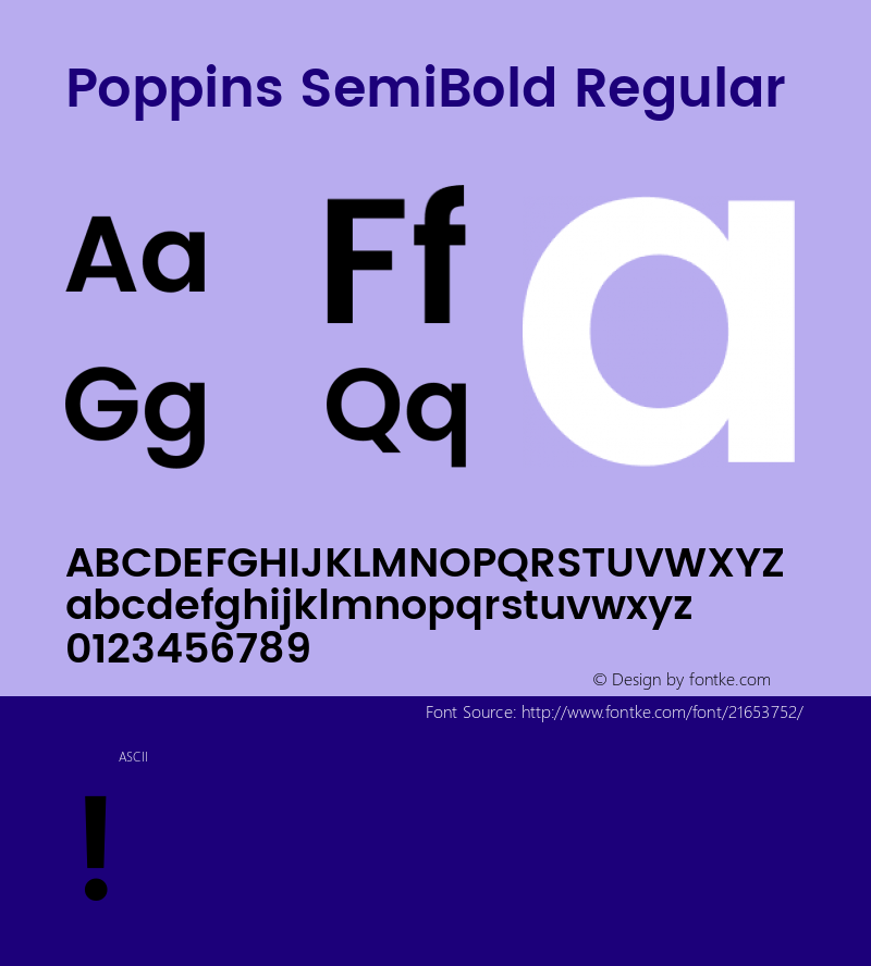 Poppins SemiBold Regular  Font Sample