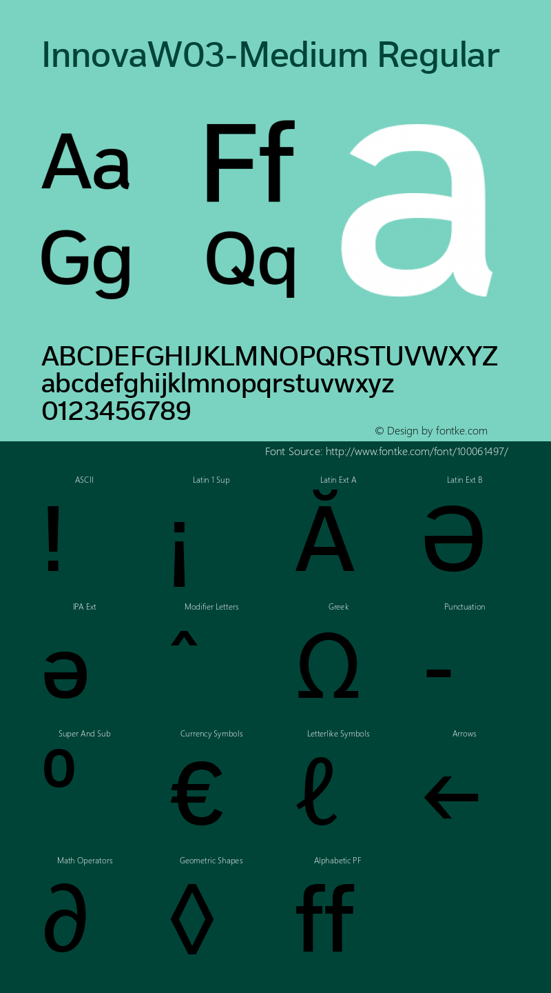 Innova W03 Medium Version 1.50 Font Sample