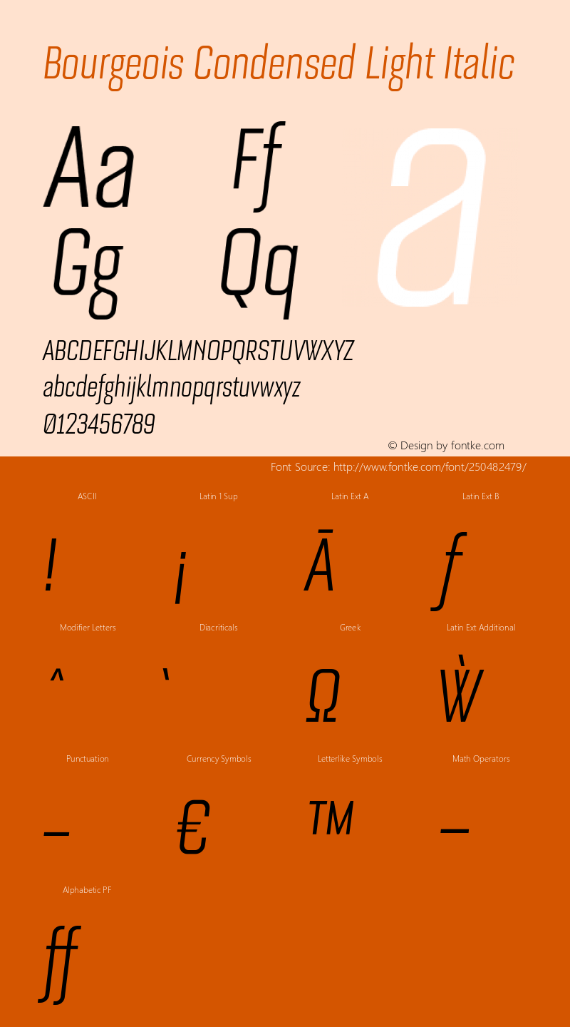 Bourgeois Condensed Light Italic Version 1.105;PS 001.105;hotconv 1.0.88;makeotf.lib2.5.64775图片样张