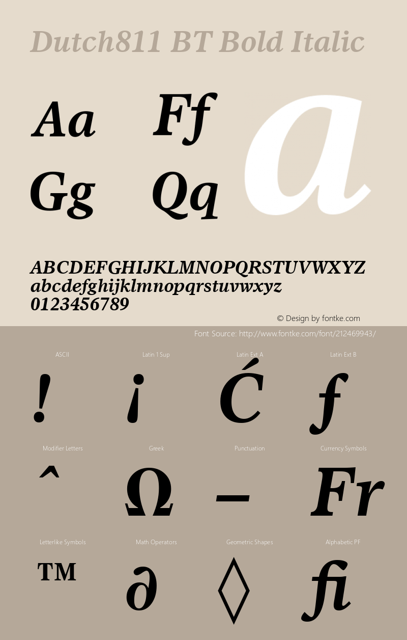 Dutch811 BT Bold Italic Version 1.01 emb4-OT图片样张