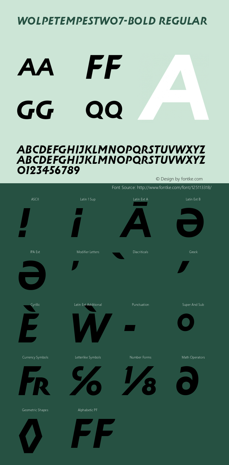 Wolpe Tempest W07 Bold Version 1.00 Font Sample