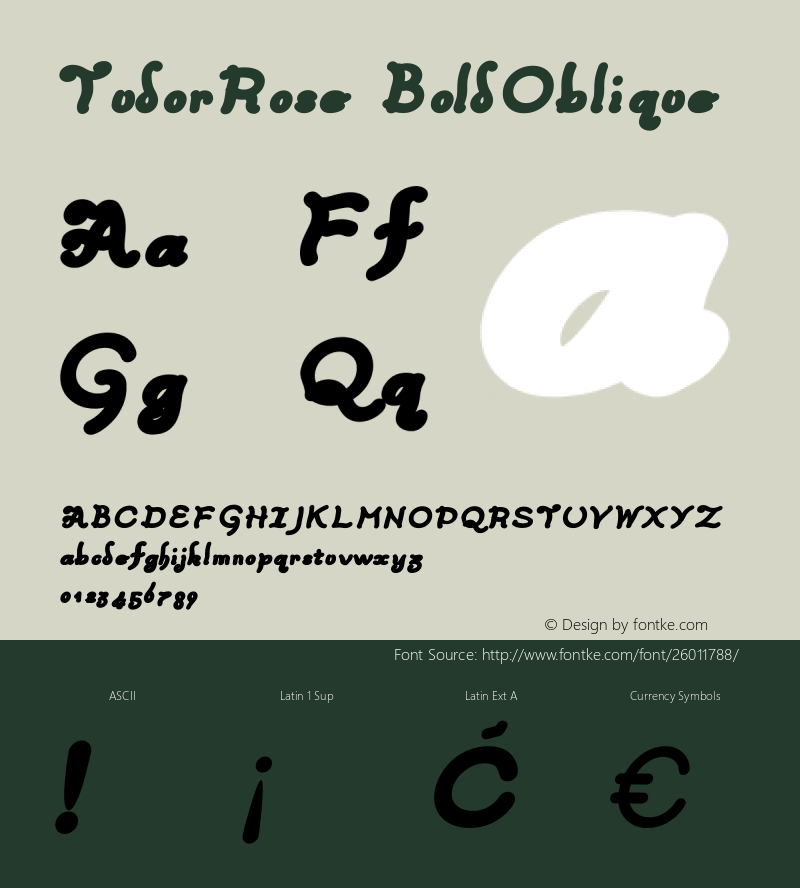 Tudor Rose Bold Oblique Version 001.000 Font Sample