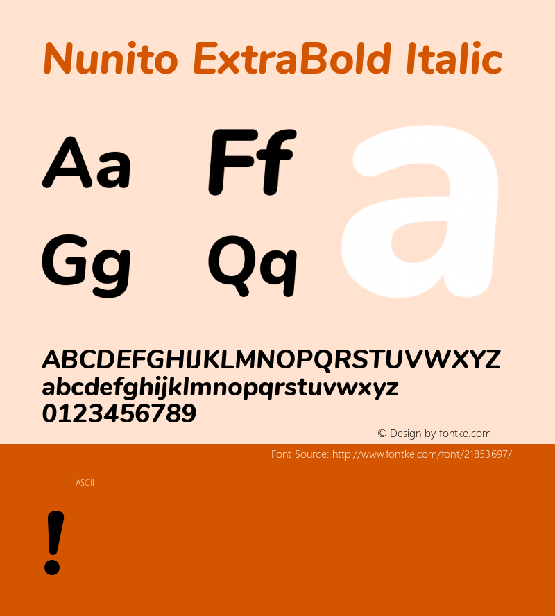 Nunito ExtraBold Italic  Font Sample