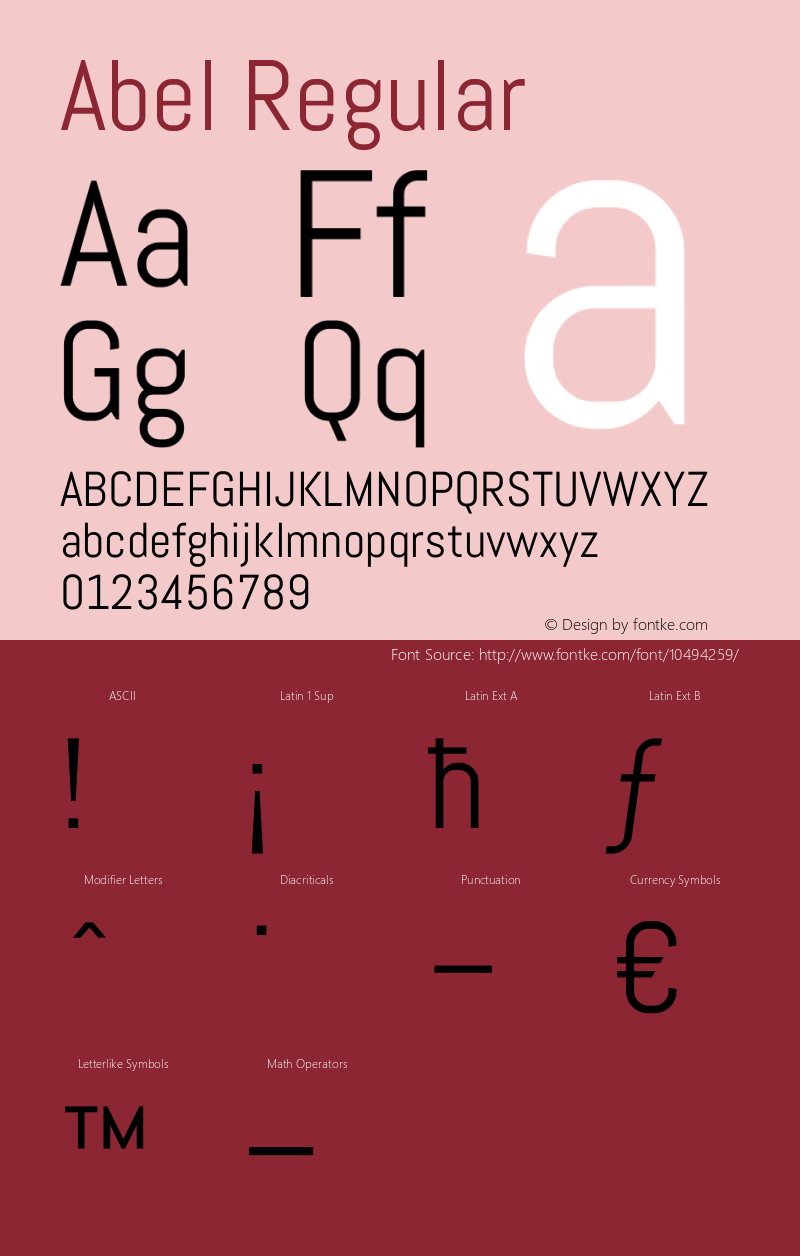 Abel Regular Version 1.002 Font Sample