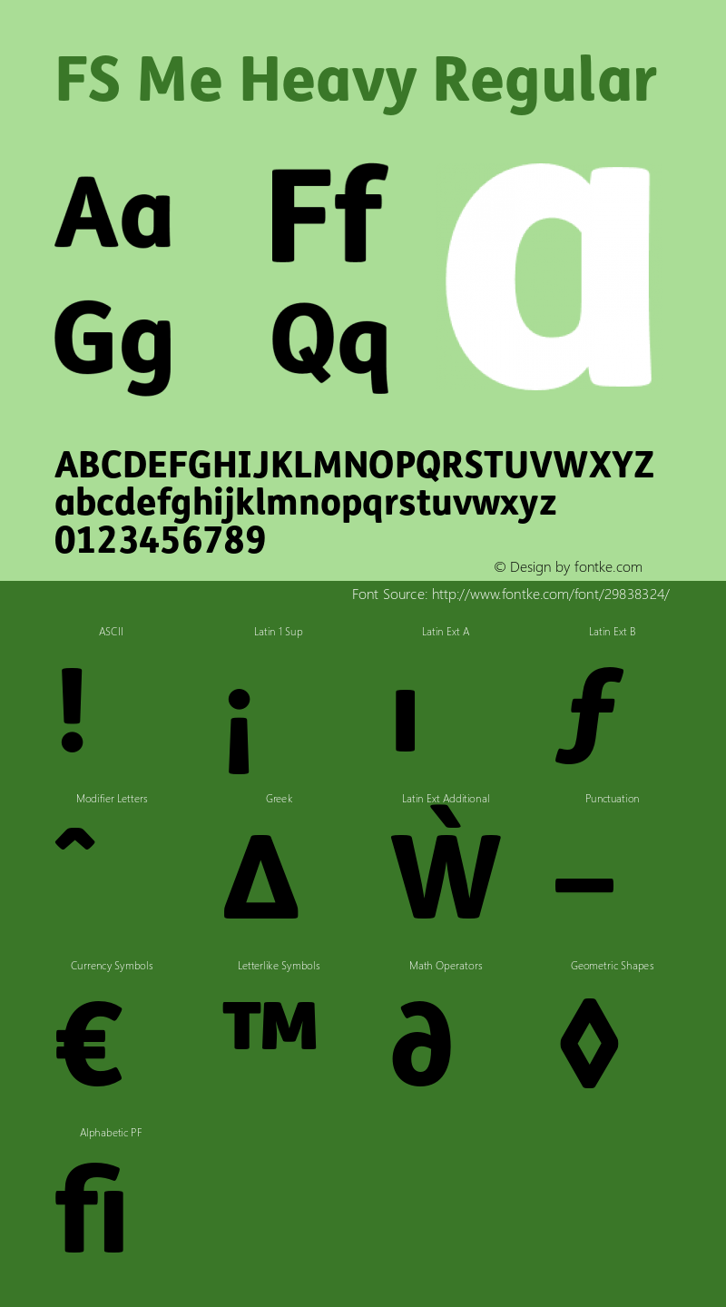 FS Me Heavy Regular Version 2.000 Font Sample