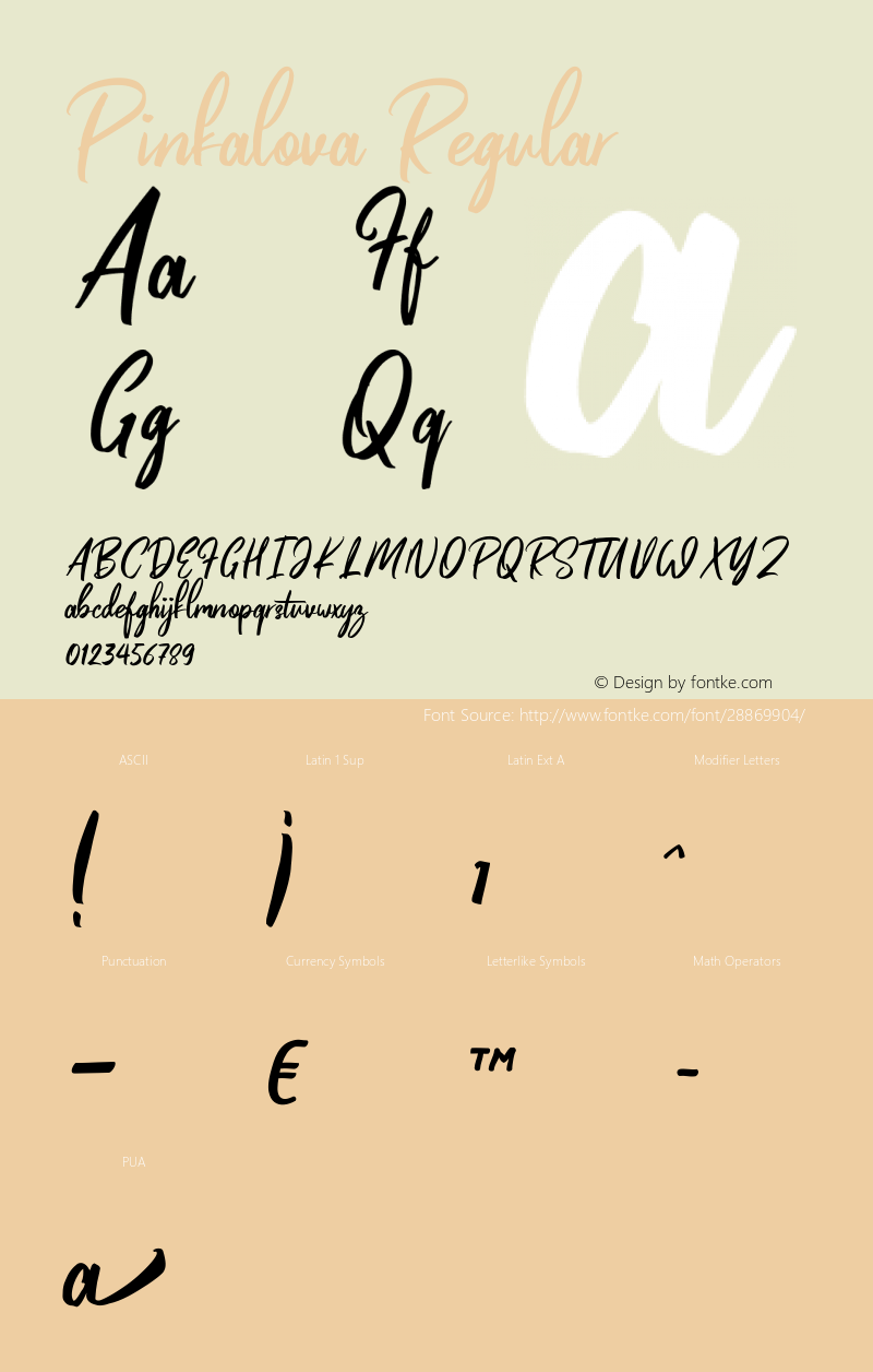 Pinkalova Version 1.000 Font Sample