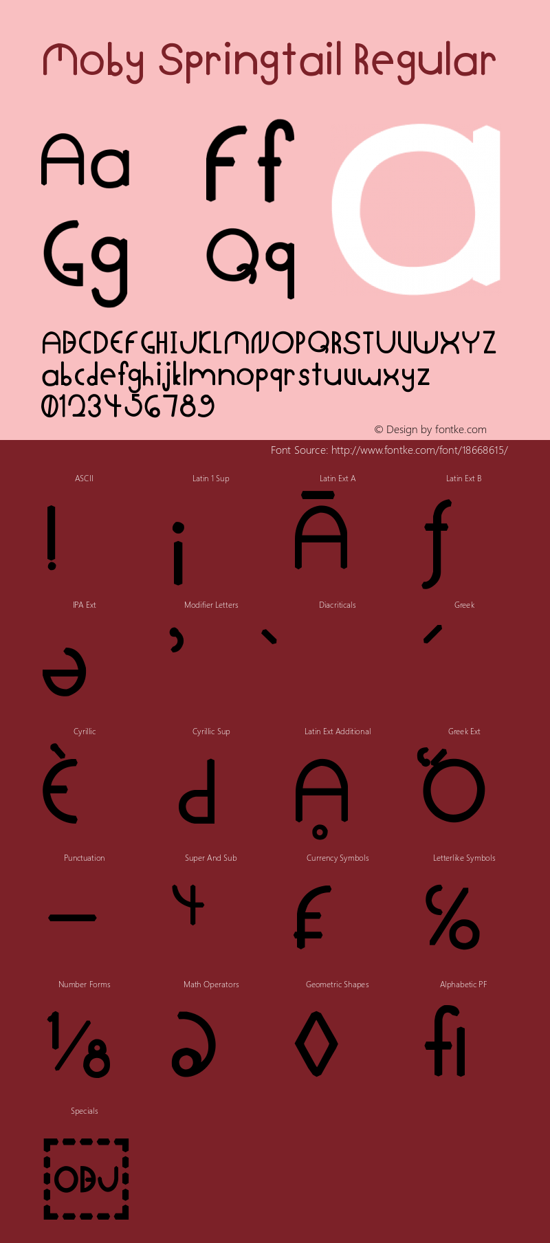 Moby Springtail Regular Moby v5.06 Font Sample