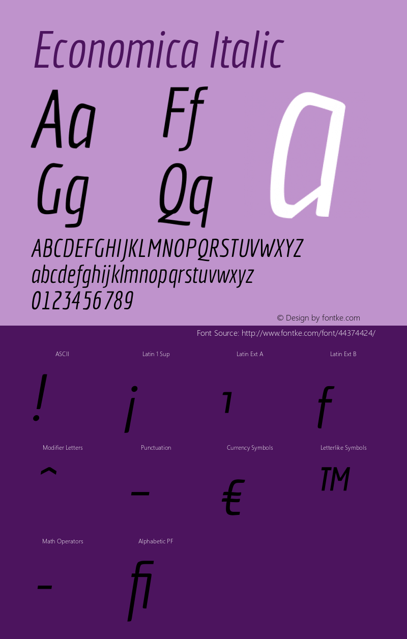 Economica Italic Version 1.100 Font Sample