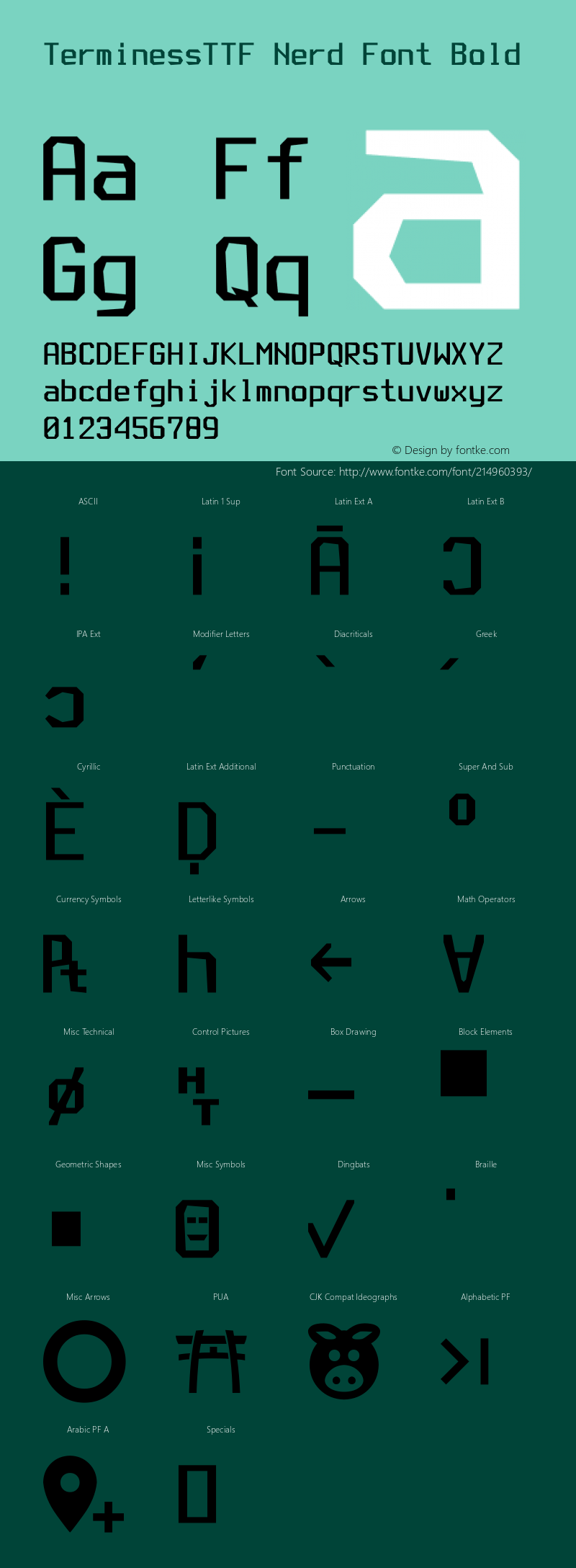 Terminess (TTF) Bold Nerd Font Complete Version 4.40.1;Nerd Fonts 2.1.0图片样张