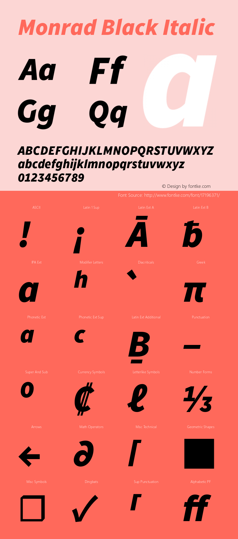 Monrad Black Italic Version 1.065;PS Version 2.0;hotconv 1.0.78;makeotf.lib2.5.61930 Font Sample