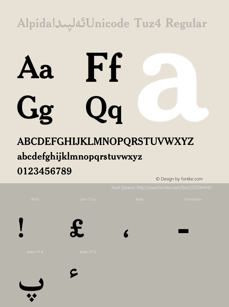 Alpida Unicode Tuz4 Version 4.00 Font Sample