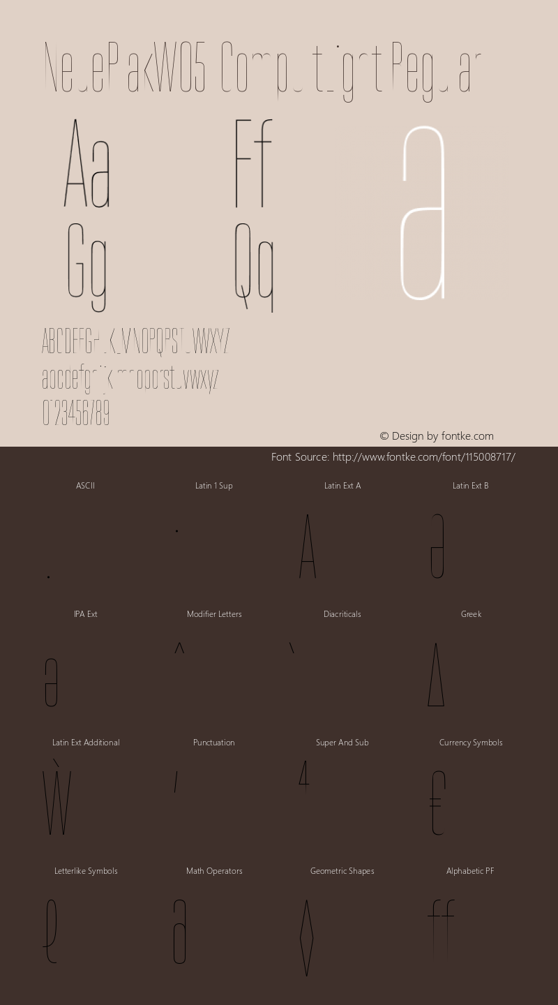 Neue Plak W05 Comp UltLight Version 1.00 Font Sample