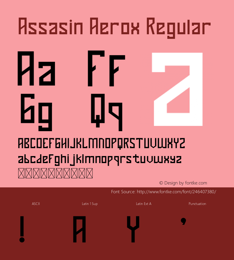 Assasin Aerox Version 1.00;October 5, 2021;FontCreator 11.5.0.2430 64-bit图片样张