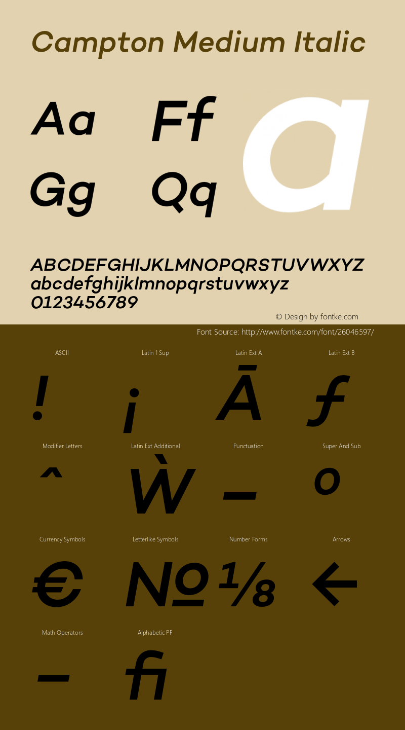 Campton Medium Italic Version 1.000;PS 001.000;hotconv 1.0.70;makeotf.lib2.5.58329 Font Sample