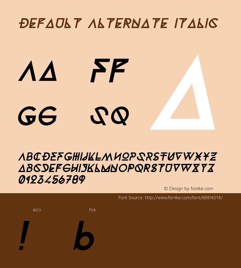 DefaultAlternate-Italic Version 001.000 Font Sample