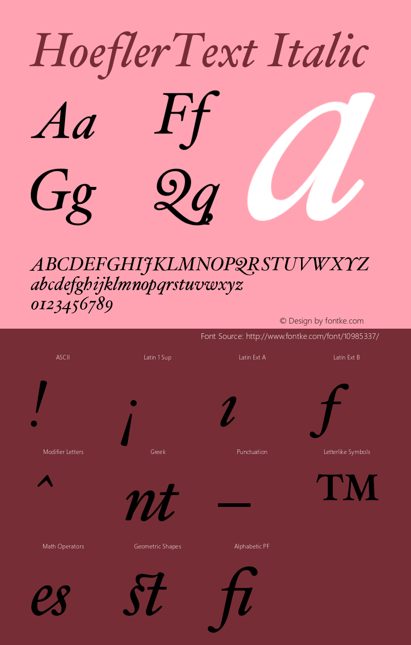 HoeflerText Italic Version 001.000 Font Sample