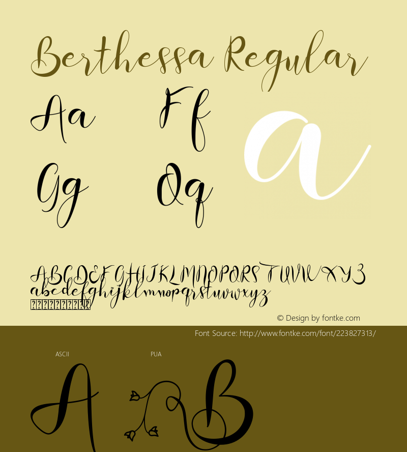 Berthessa - Personal Use Version 1.00;March 27, 2022;FontCreator 13.0.0.2683 64-bit图片样张