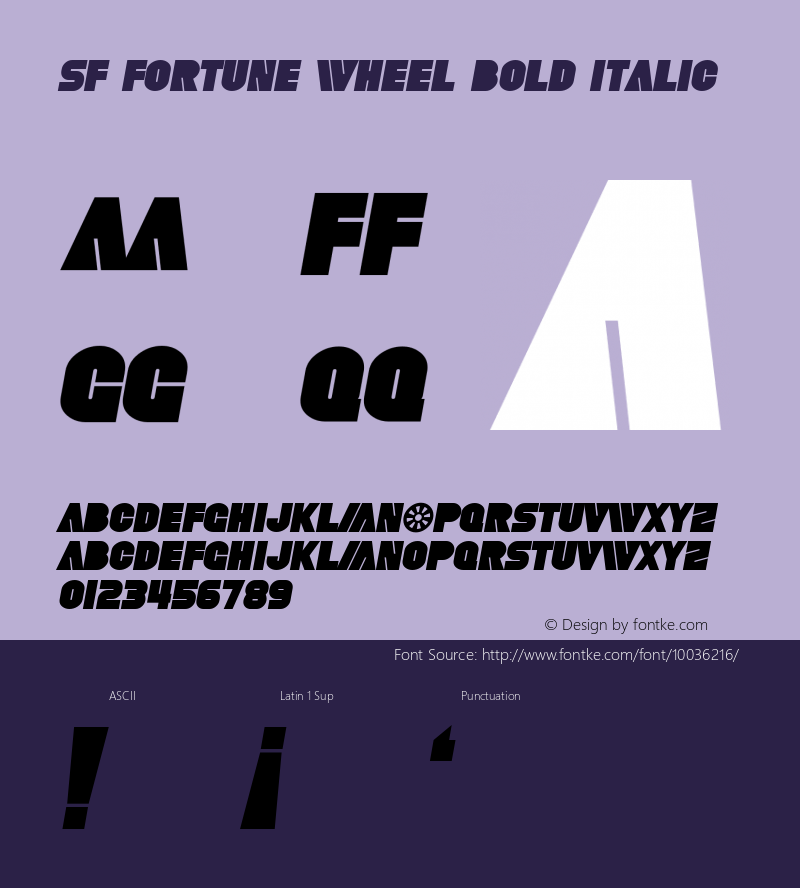 SF Fortune Wheel Bold Italic 1.0 Font Sample