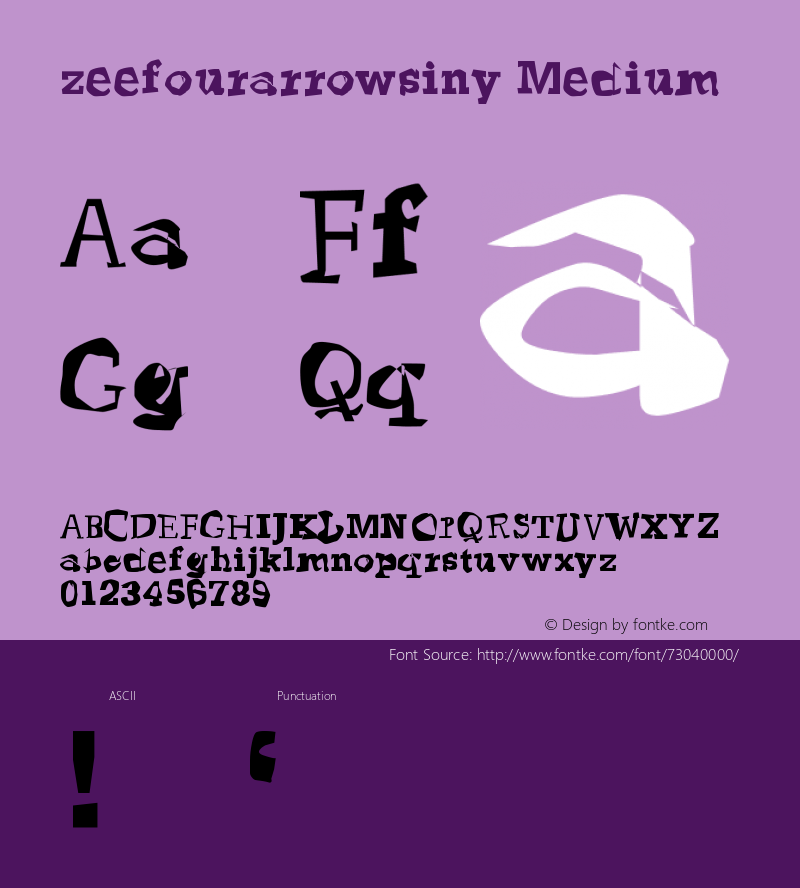 zeefourarrowsiny Version 001.000 Font Sample