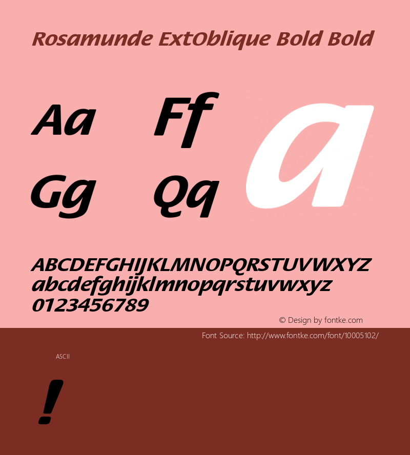 Rosamunde ExtOblique Bold Bold Unknown Font Sample