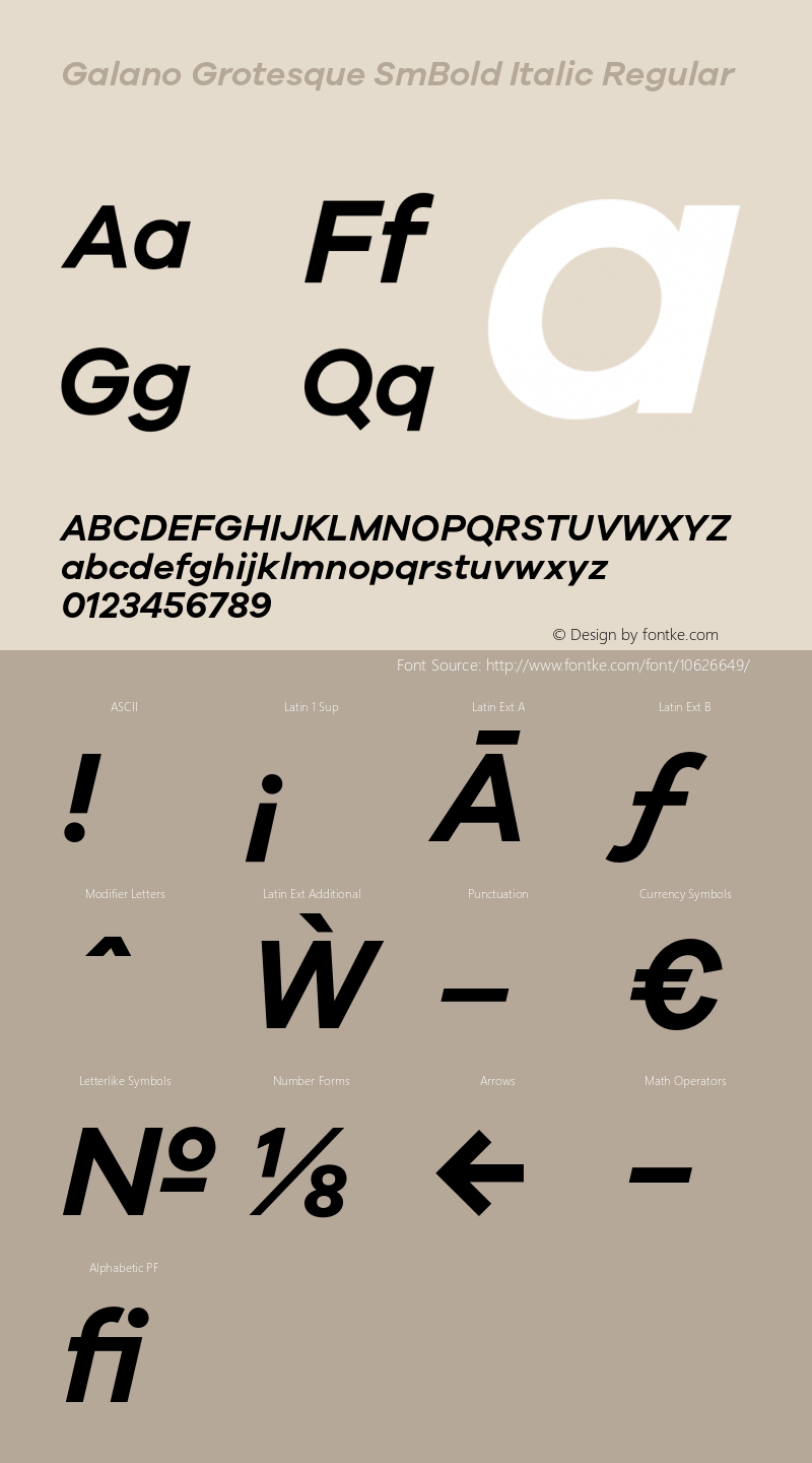 Galano Grotesque SmBold Italic Regular Version 1.000;PS 001.000;hotconv 1.0.70;makeotf.lib2.5.58329 Font Sample