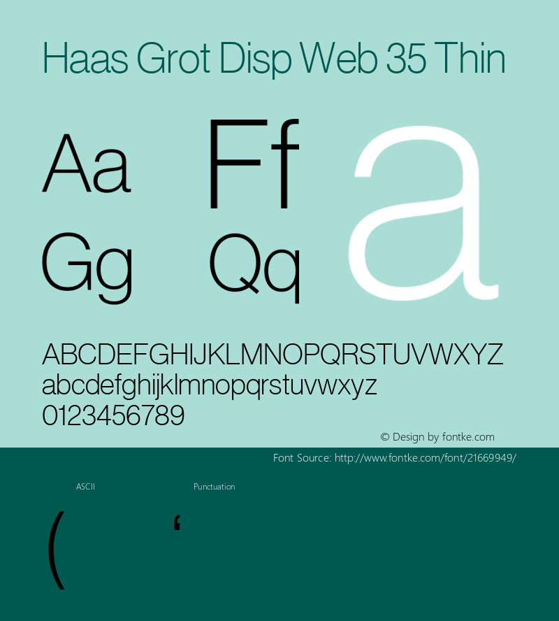 Haas Grot Disp Web 35 Thin Regular Version 001.000 2011 Font Sample