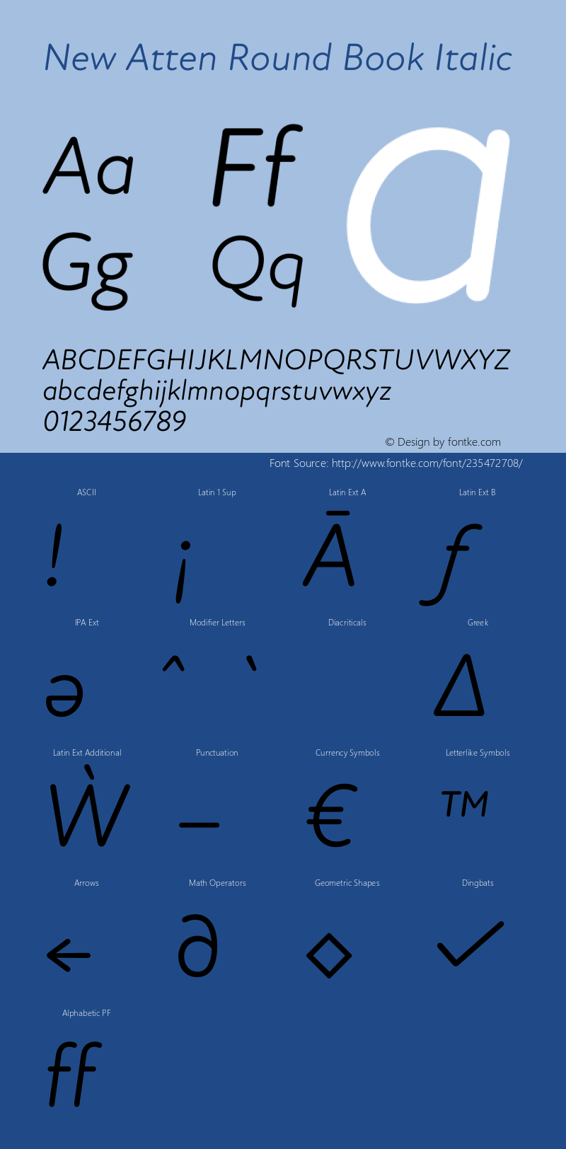 New Atten Round Book Italic Version 1.101;hotconv 1.0.109;makeotfexe 2.5.65596图片样张