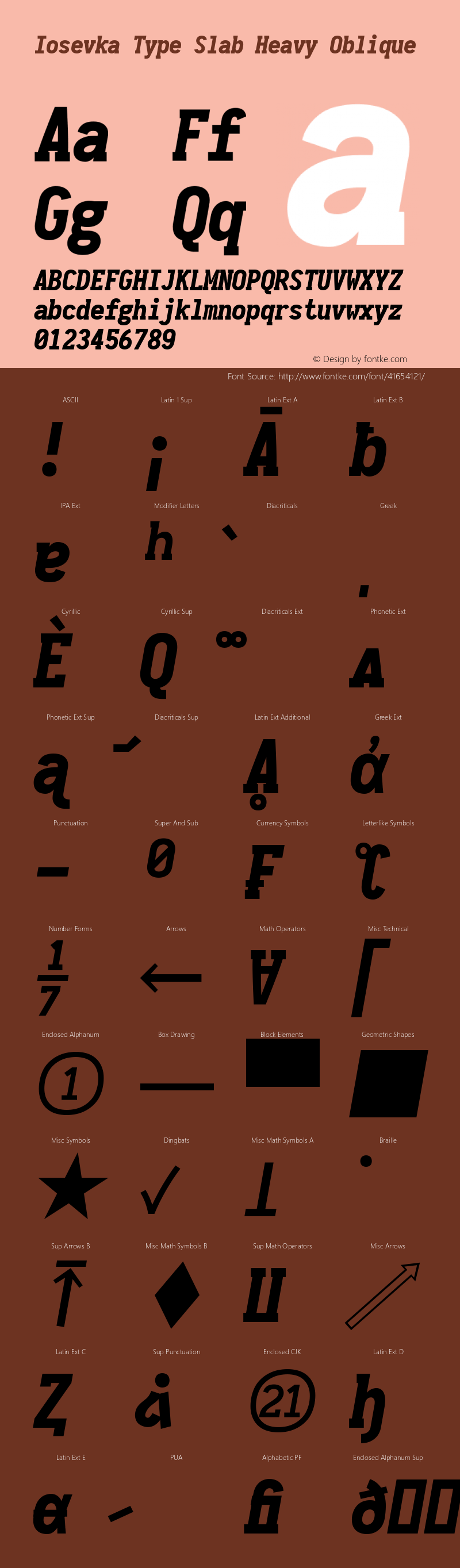 Iosevka Type Slab Heavy Oblique 2.3.1; ttfautohint (v1.8.3) Font Sample