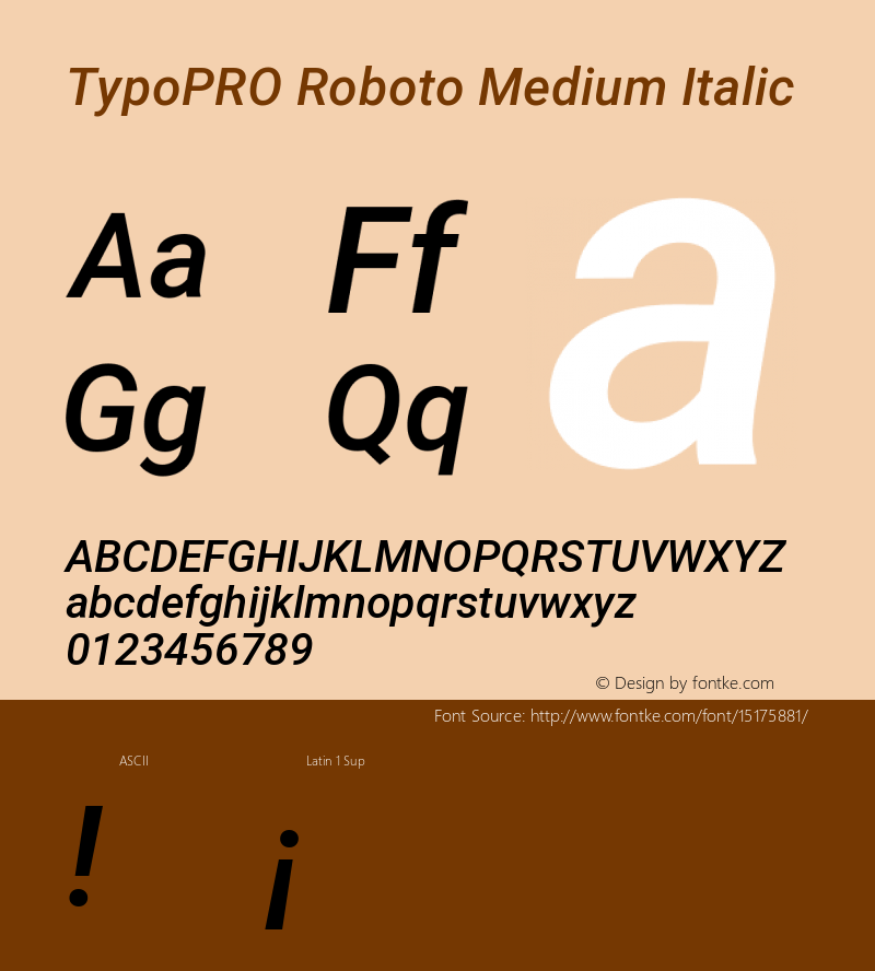 TypoPRO Roboto Medium Italic Version 2.001047; 2014 Font Sample