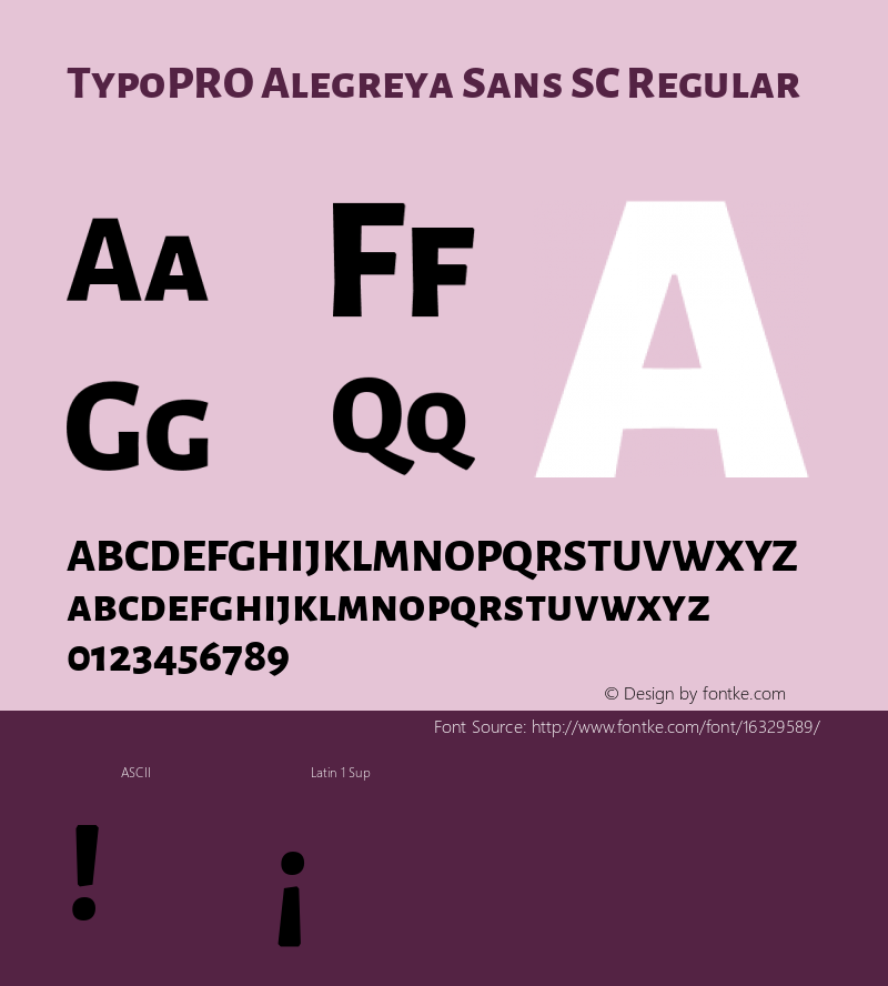 TypoPRO Alegreya Sans SC Regular Version 1.000;PS 001.000;hotconv 1.0.70;makeotf.lib2.5.58329 DEVELOPMENT Font Sample