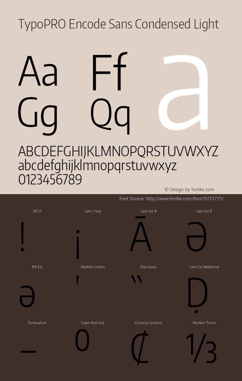 TypoPRO Encode Sans Condensed Light Version 1.000; ttfautohint (v1.00) -l 8 -r 50 -G 200 -x 14 -D latn -f none -w G Font Sample