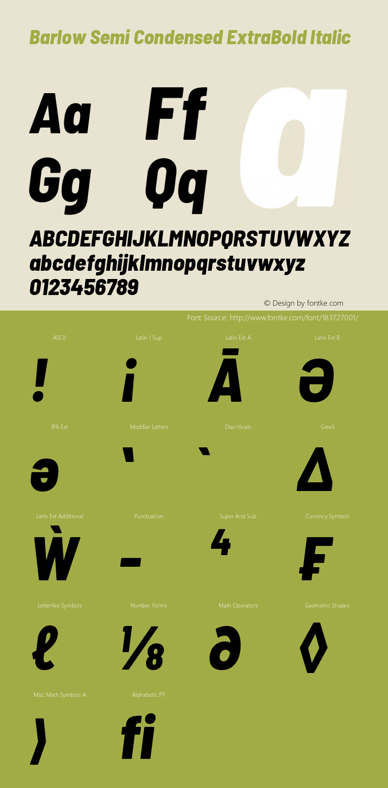 Barlow Semi Condensed ExtraBold Italic Version 1.408图片样张