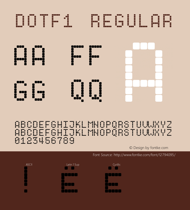 Dotf1 Regular Version 1.0; 2000; initial release Font Sample