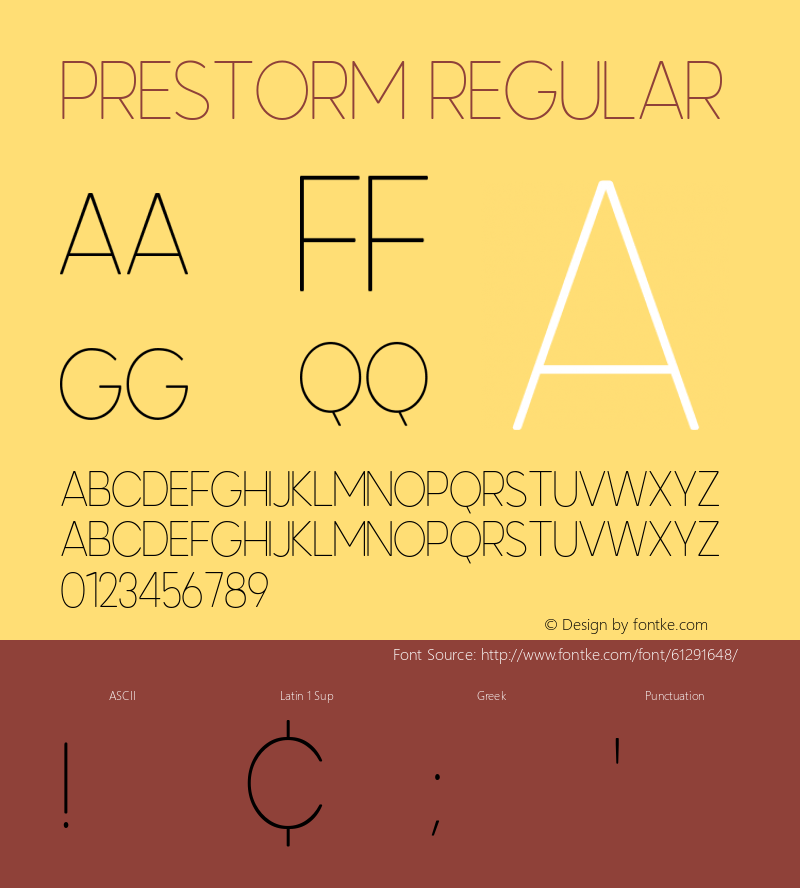 Prestorm Version 1.00;April 20, 2020;FontCreator 11.5.0.2422 64-bit Font Sample