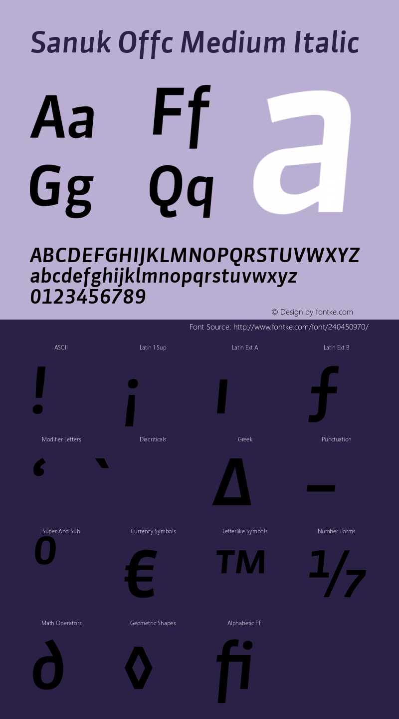 Sanuk Offc Medium Italic Version 7.504; 2010; Build 1021图片样张