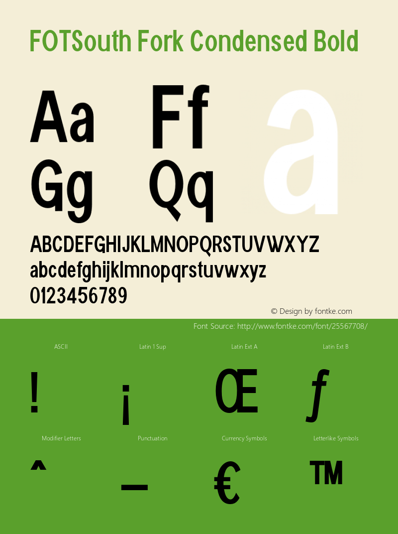 FOTSouthFork-CondensedBold Version 1.000 Font Sample